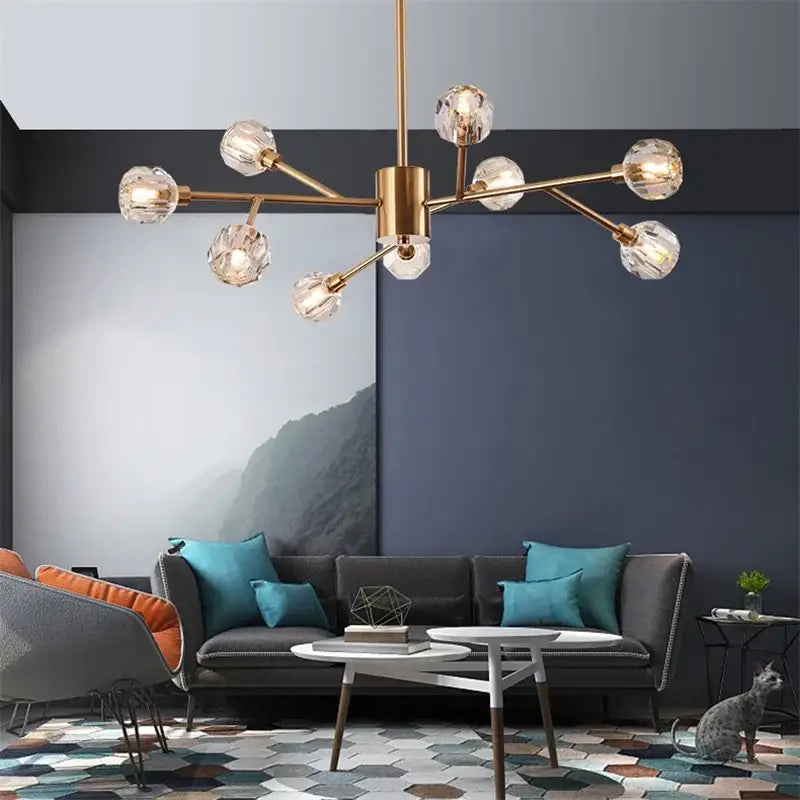Gold Nordic LED Chandelier Up To 18 Heads