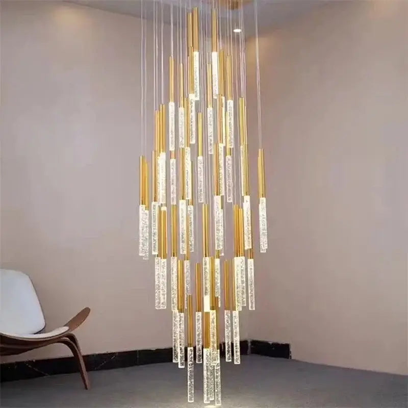Gold Spiral LED 49-Light Living Room Chandelier