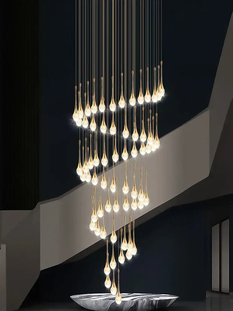 Gold Staircase LED Chandeliers