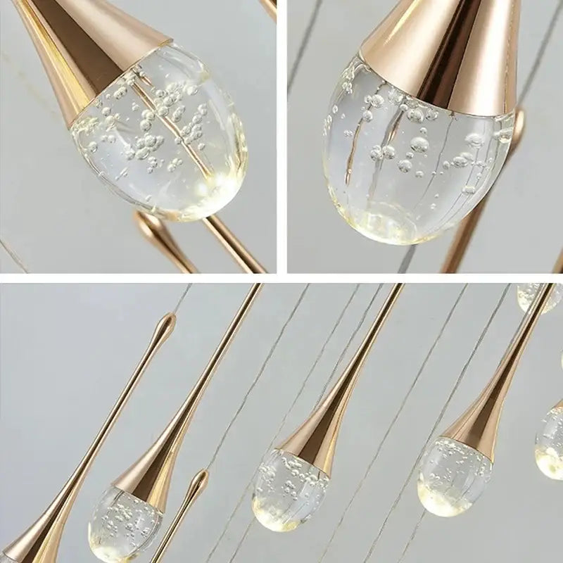 Gold Staircase LED Chandeliers