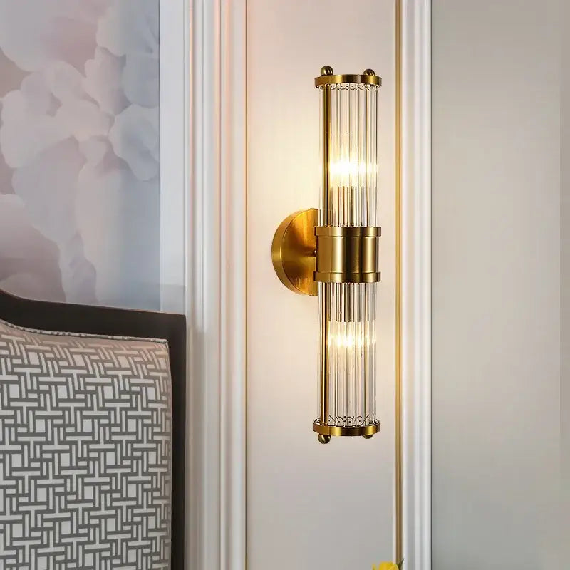 Gold Crystal 2-Head Bedroom Wall Sconce