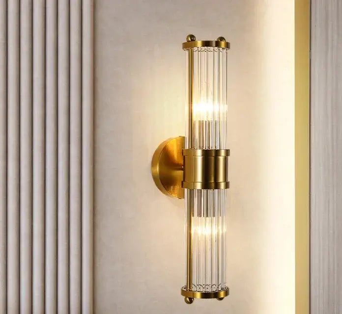 Gold Crystal 2-Head Bedroom Wall Sconce