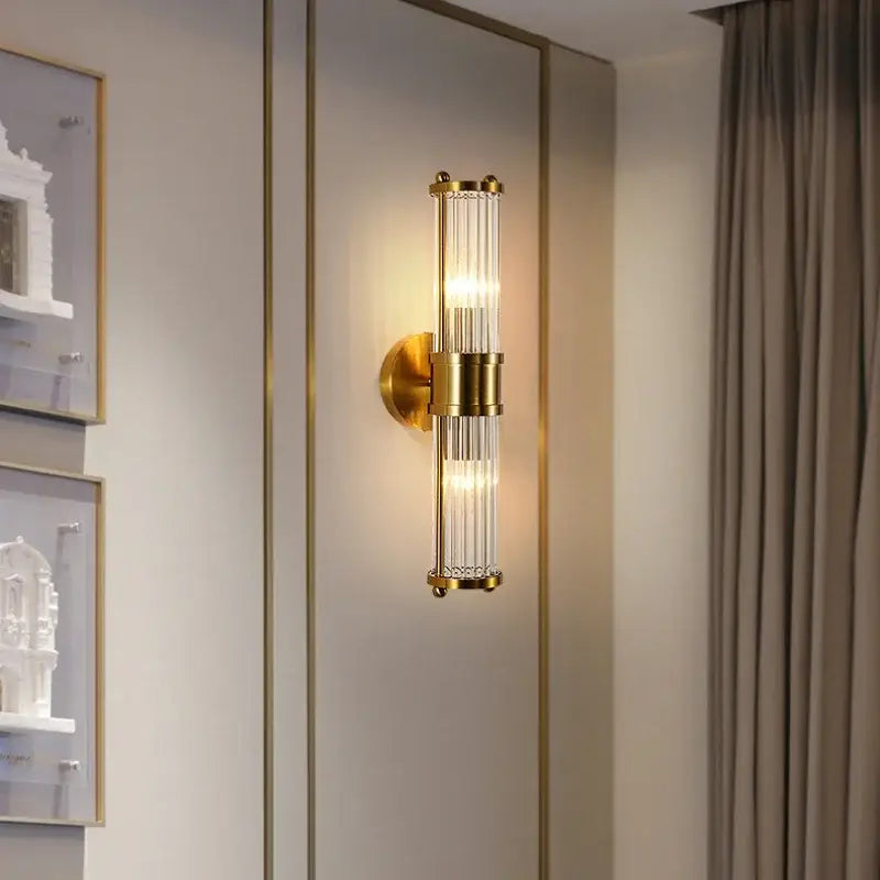 Gold Crystal 2-Head Bedroom Wall Sconce