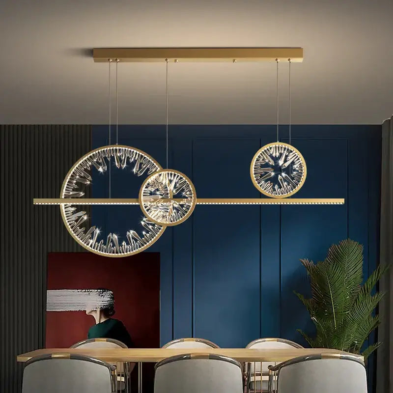 Gold Crystal Adjustable Dining Room Pendant Chandelier