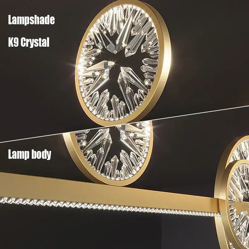 Gold Crystal Adjustable Dining Room Pendant Chandelier