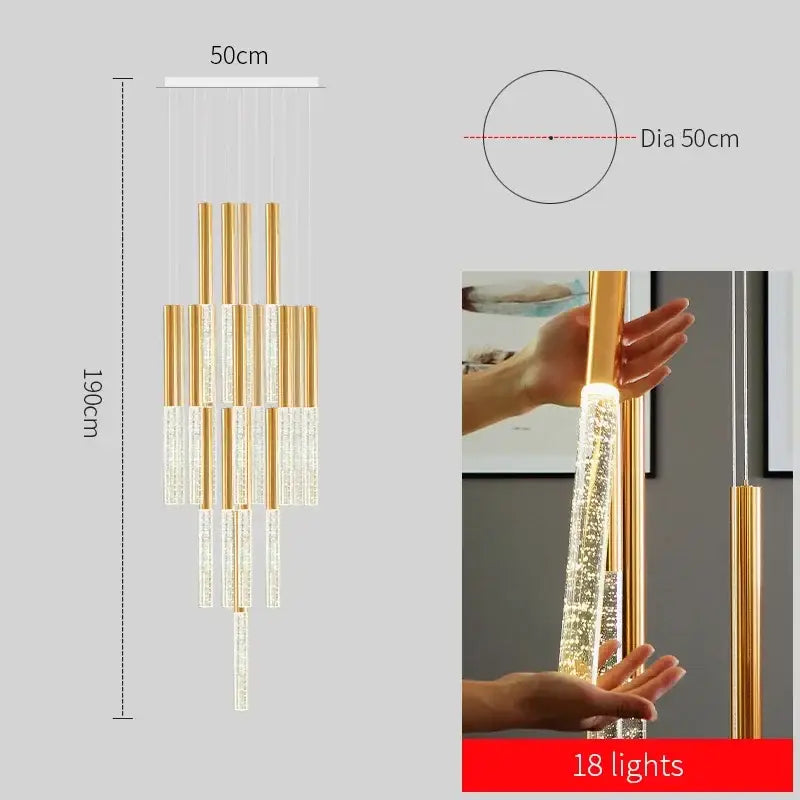 Gold Crystal 46-Light Staircase Chandelier