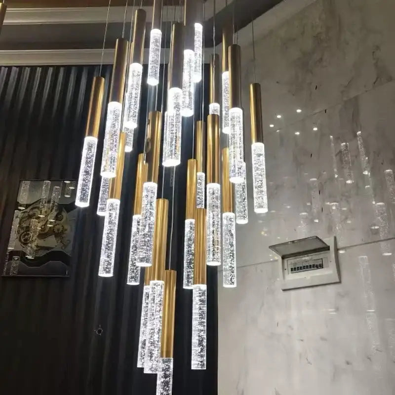 Gold Crystal 46-Light Staircase Chandelier