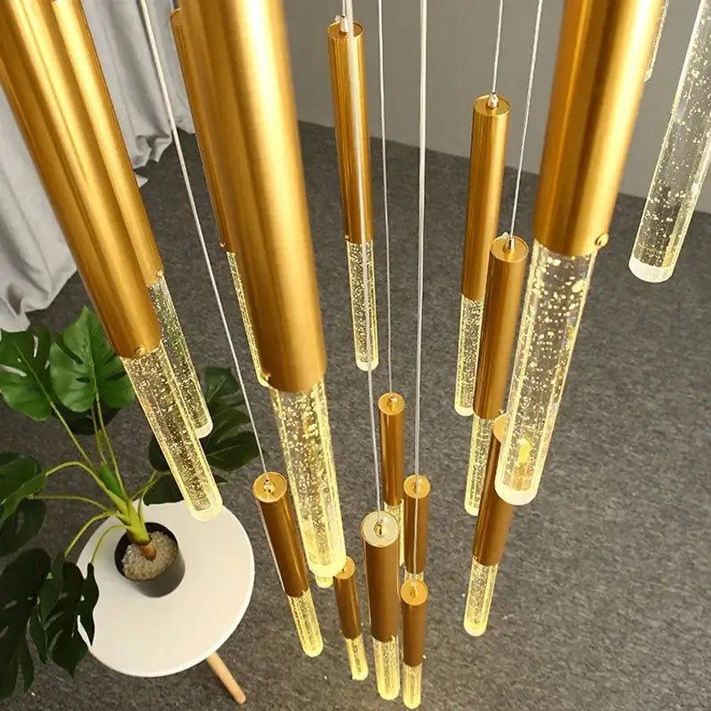 Gold Crystal 46-Light Staircase Chandelier