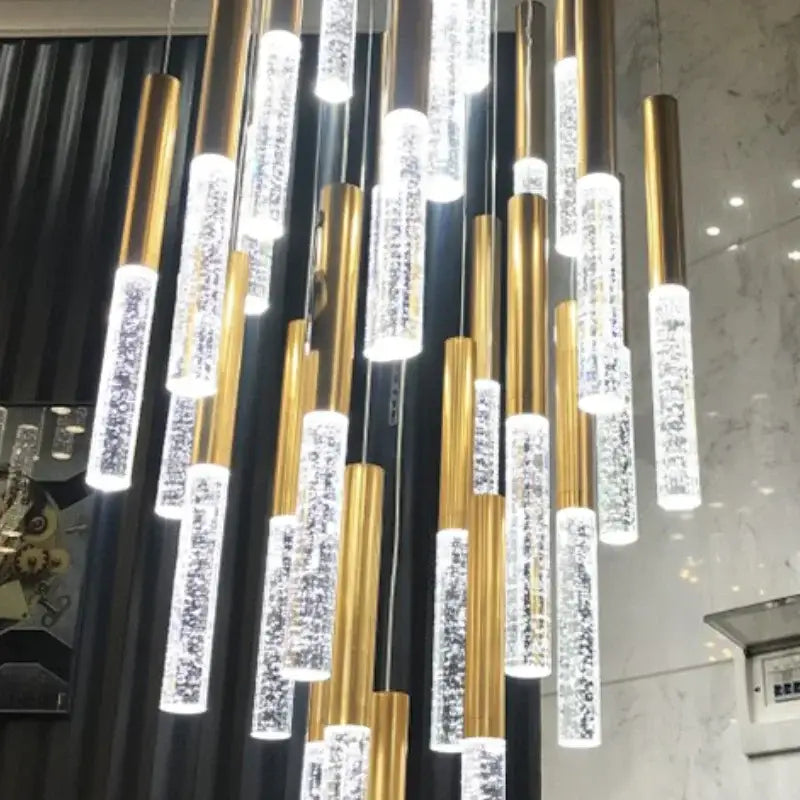 Gold Crystal 46-Light Staircase Chandelier