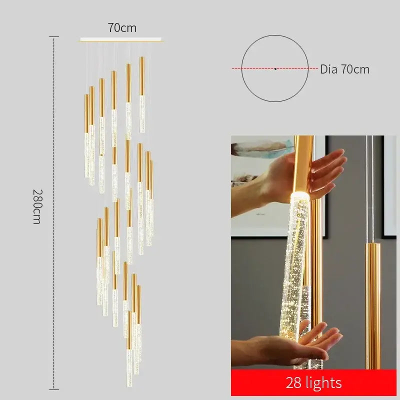 Gold Crystal 46-Light Staircase Chandelier