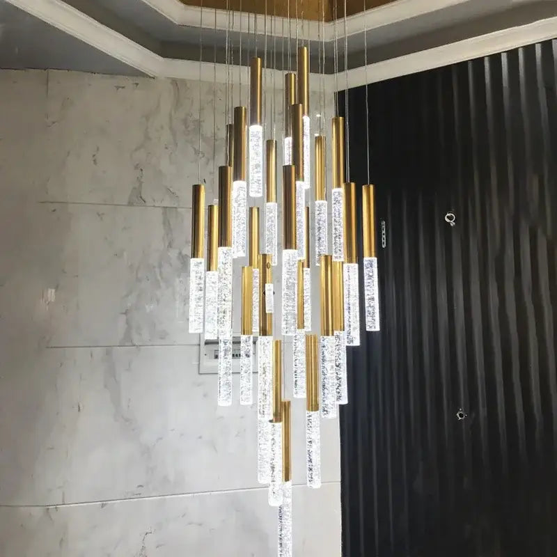 Gold Crystal 46-Light Staircase Chandelier