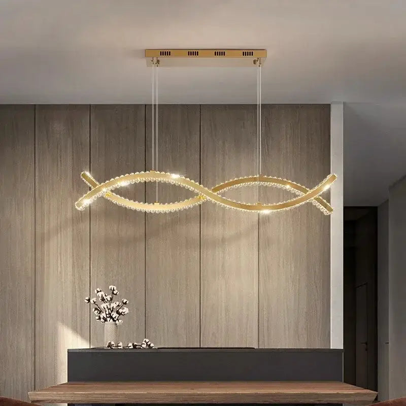Gold Crystal Strip Chandelier