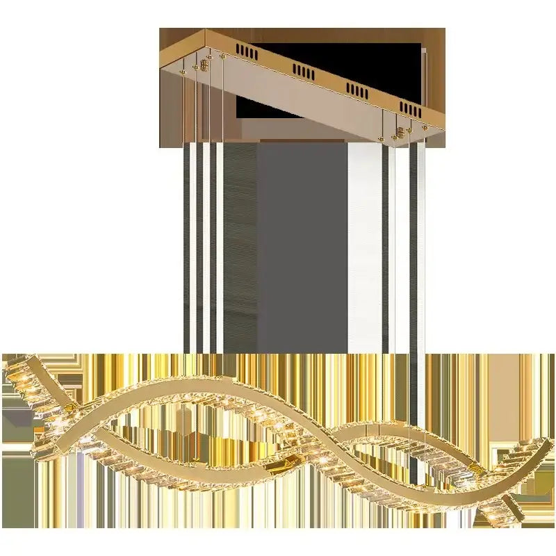 Gold Crystal Strip Chandelier