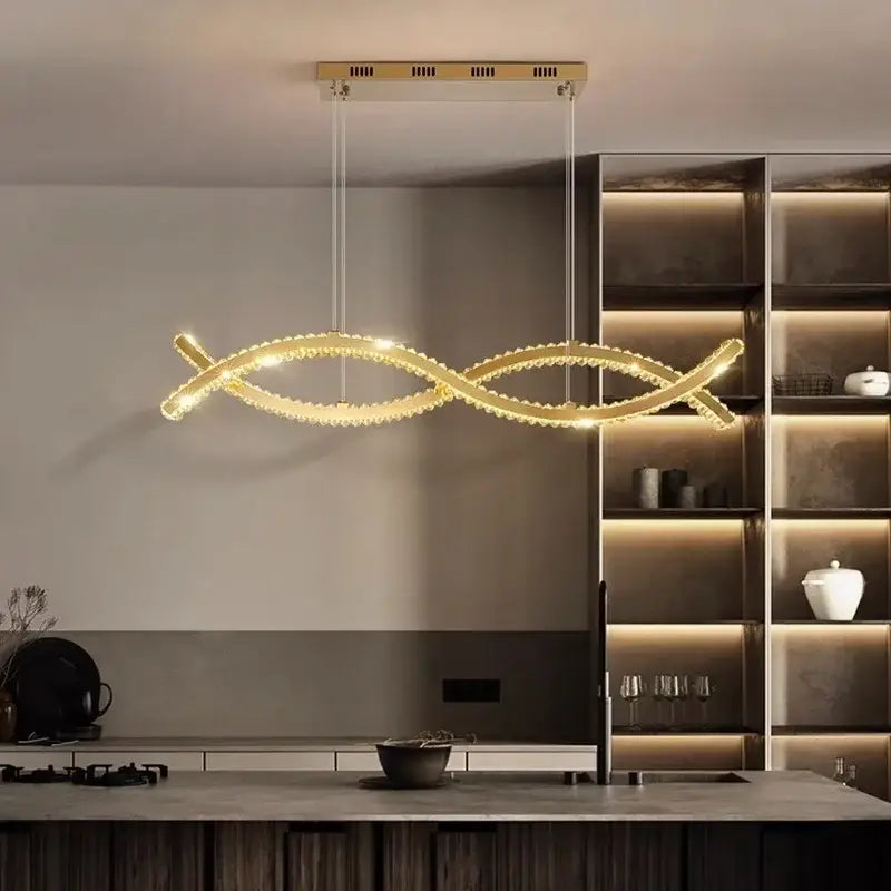Gold Crystal Strip Chandelier