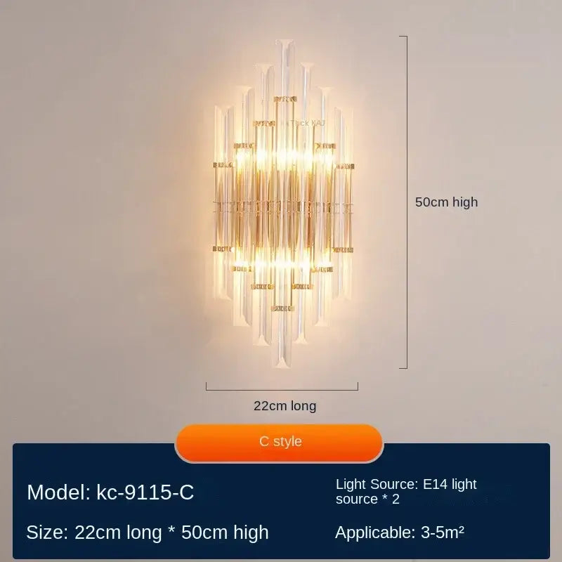 Gold Crystal Wall Lamp Wireless Rechargeable