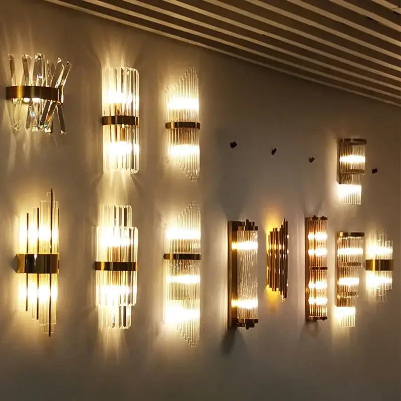 Gold Crystal Wall Lamp Wireless Rechargeable