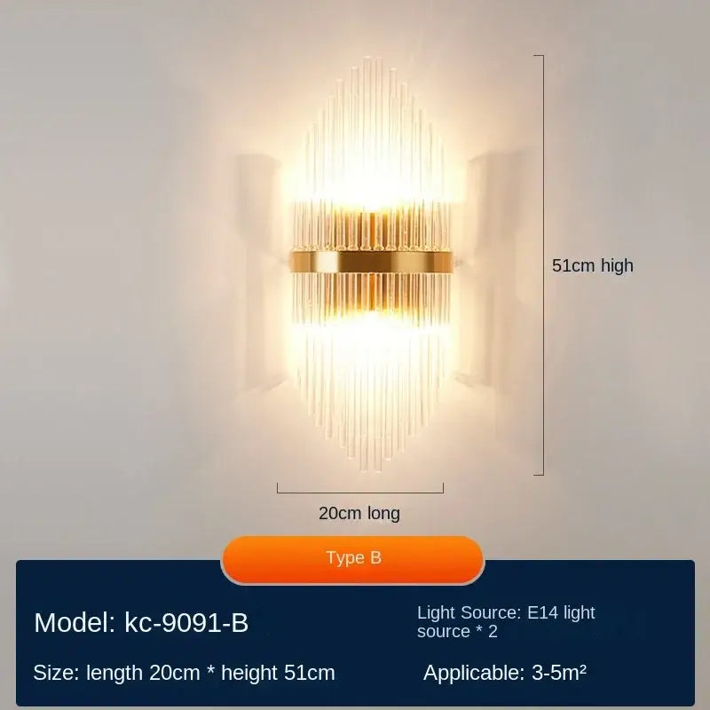 Gold Crystal Wall Lamp Wireless Rechargeable