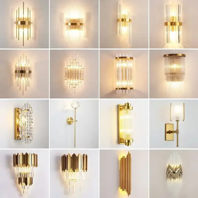 Gold Crystal Wall Lamp Wireless Rechargeable