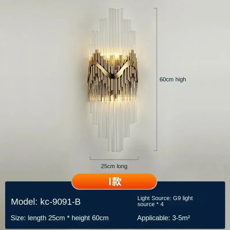Gold Crystal Wall Lamp Wireless Rechargeable