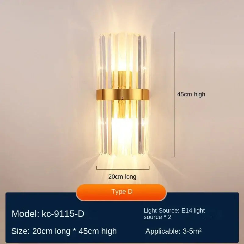 Gold Crystal Wall Lamp Wireless Rechargeable