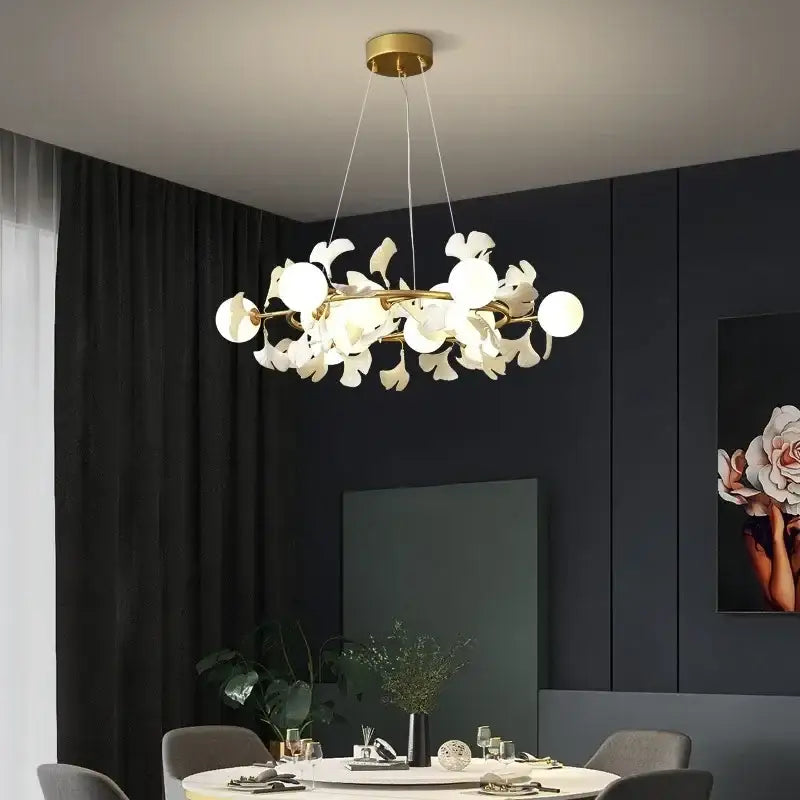 Gold Gingko Branch Chandelier