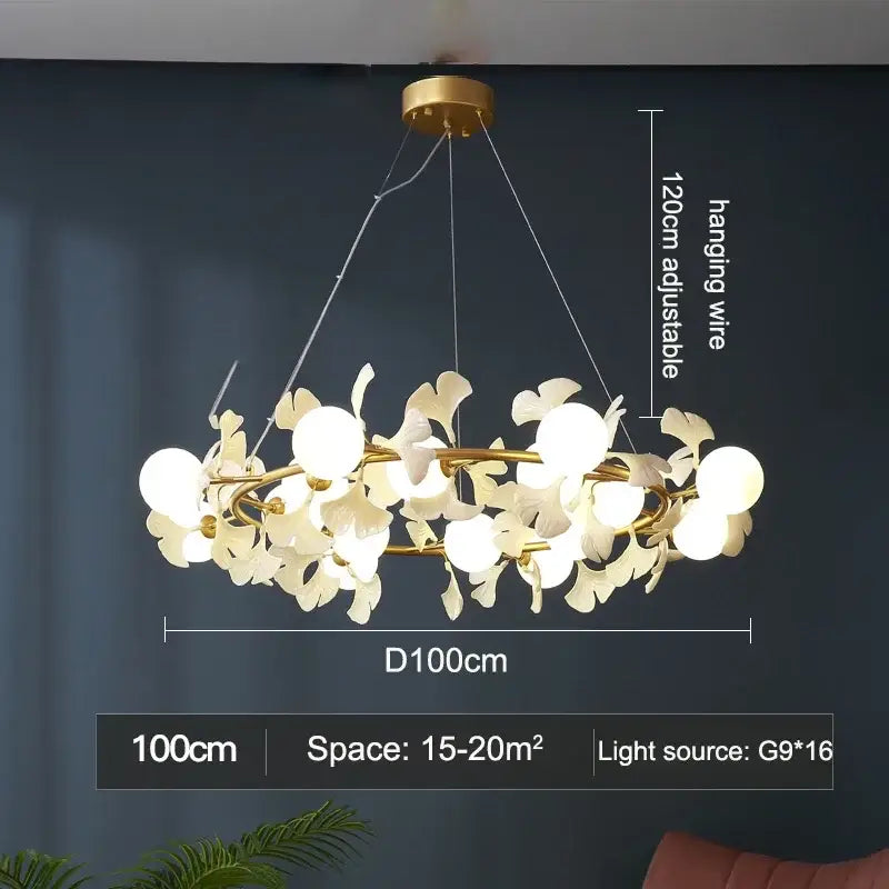 Gold Gingko Branch Chandelier