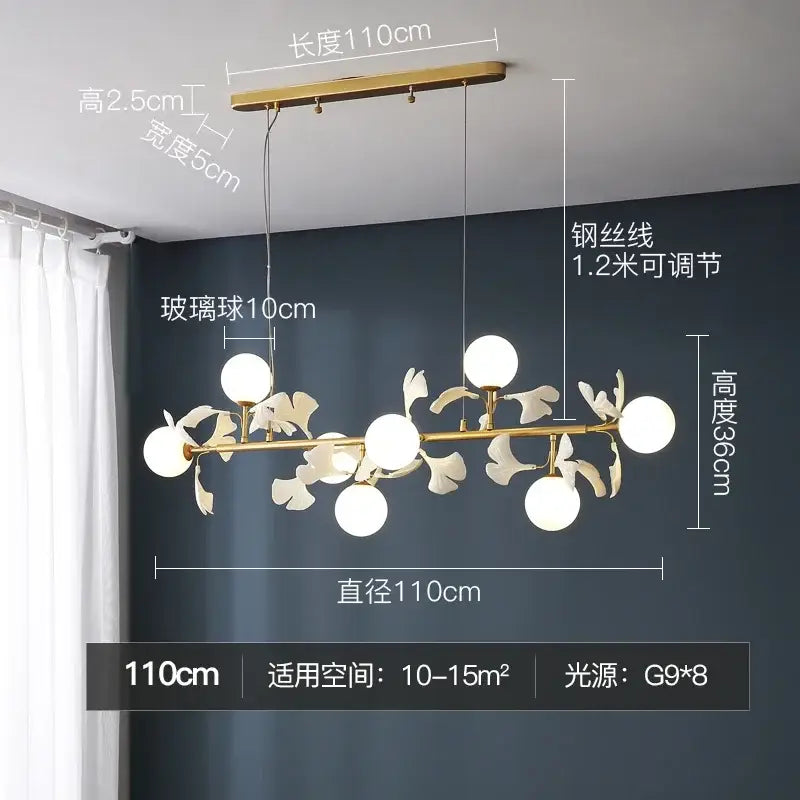 Gold Gingko Branch Chandelier
