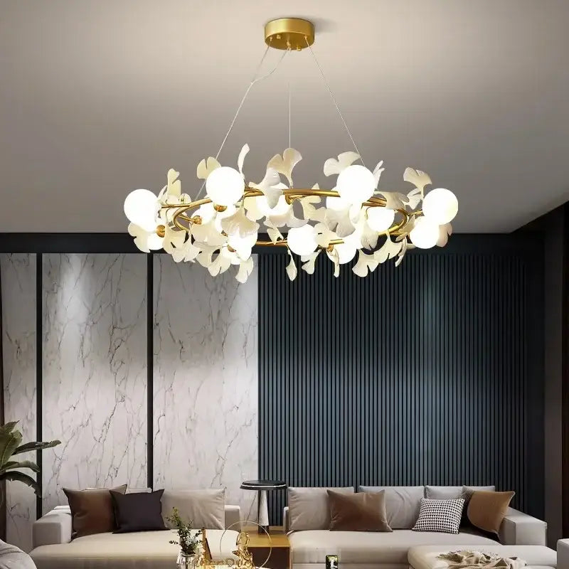 Gold Gingko Branch Chandelier