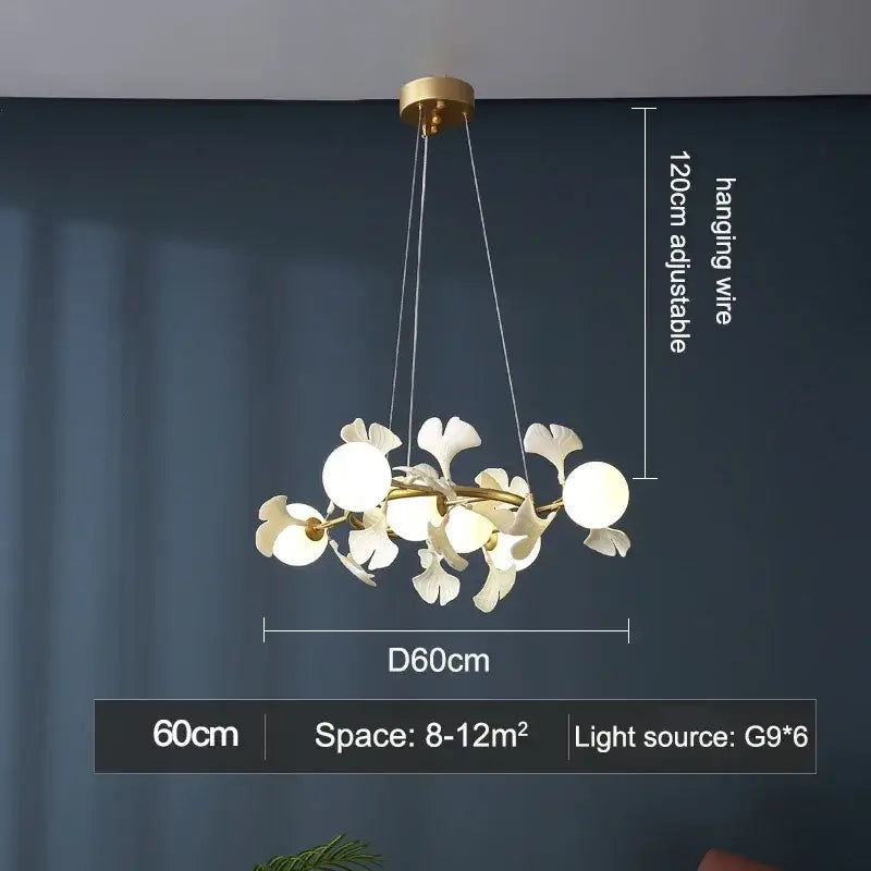 Gold Gingko Branch Chandelier