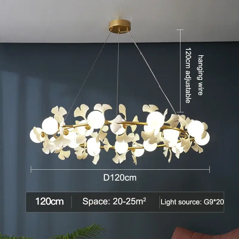 Gold Gingko Branch Chandelier