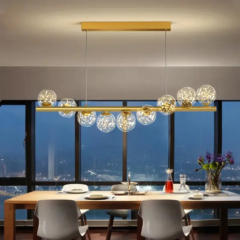 Gold Glass Ball G9 Chandelier
