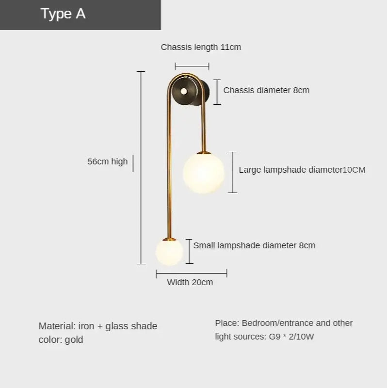 Gold Glass Ball Wall Sconce