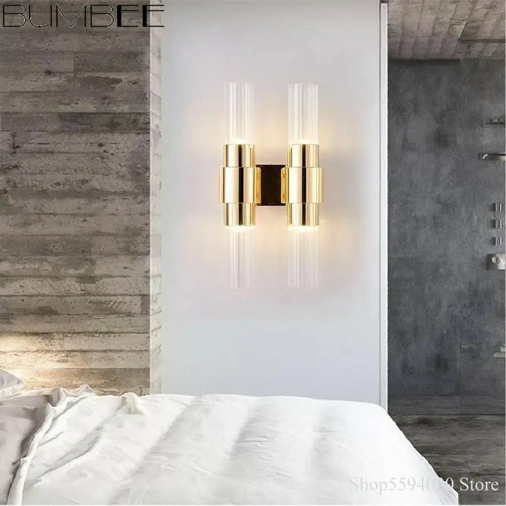 Gold Iron Glass Wall Sconce