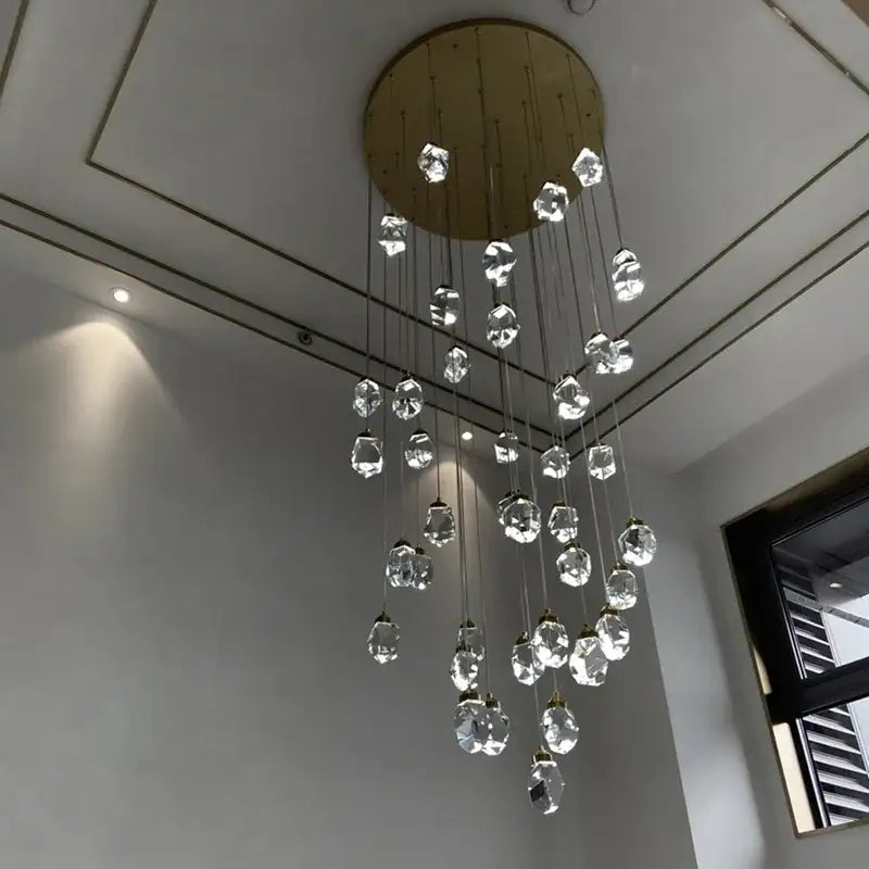 Gold Crystal Ball Chandelier For Living Room