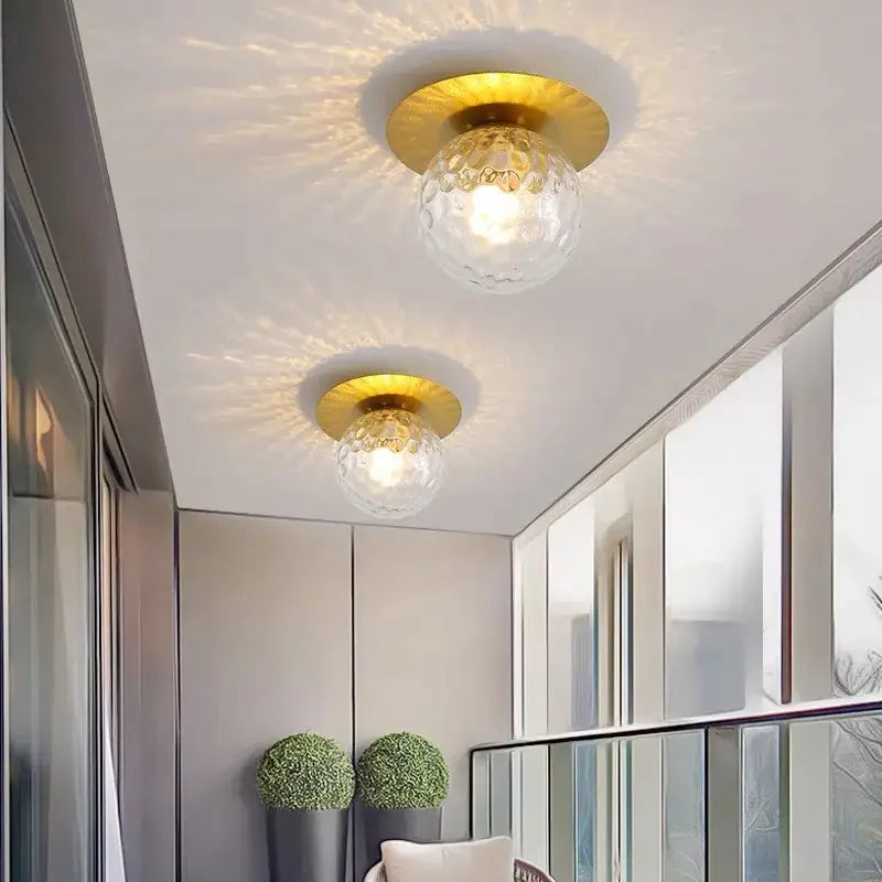 Gold Crystal Iron Ceiling Light For Bedroom
