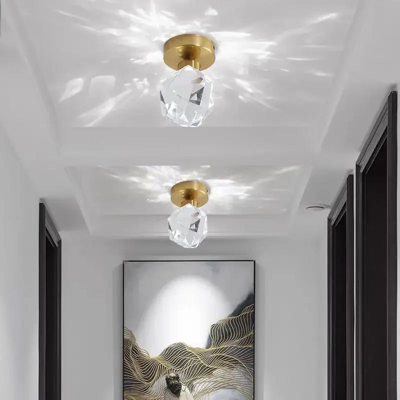 Gold Crystal Iron Ceiling Light For Bedroom