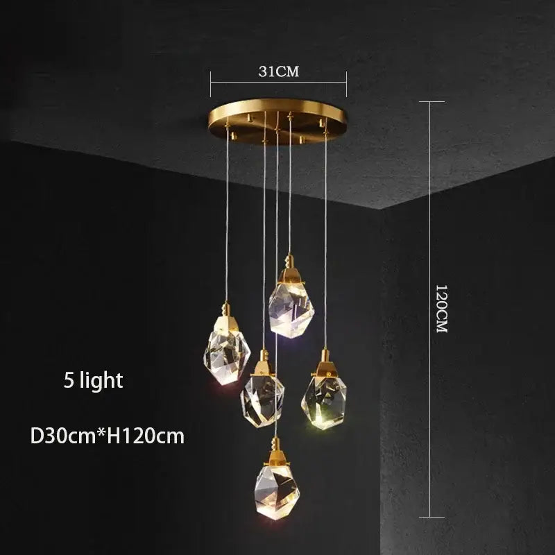 Gold Crystal 60-Light Staircase Chandelier