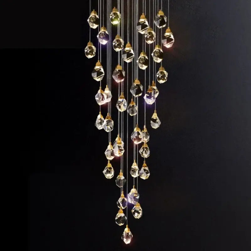 Gold Crystal 60-Light Staircase Chandelier