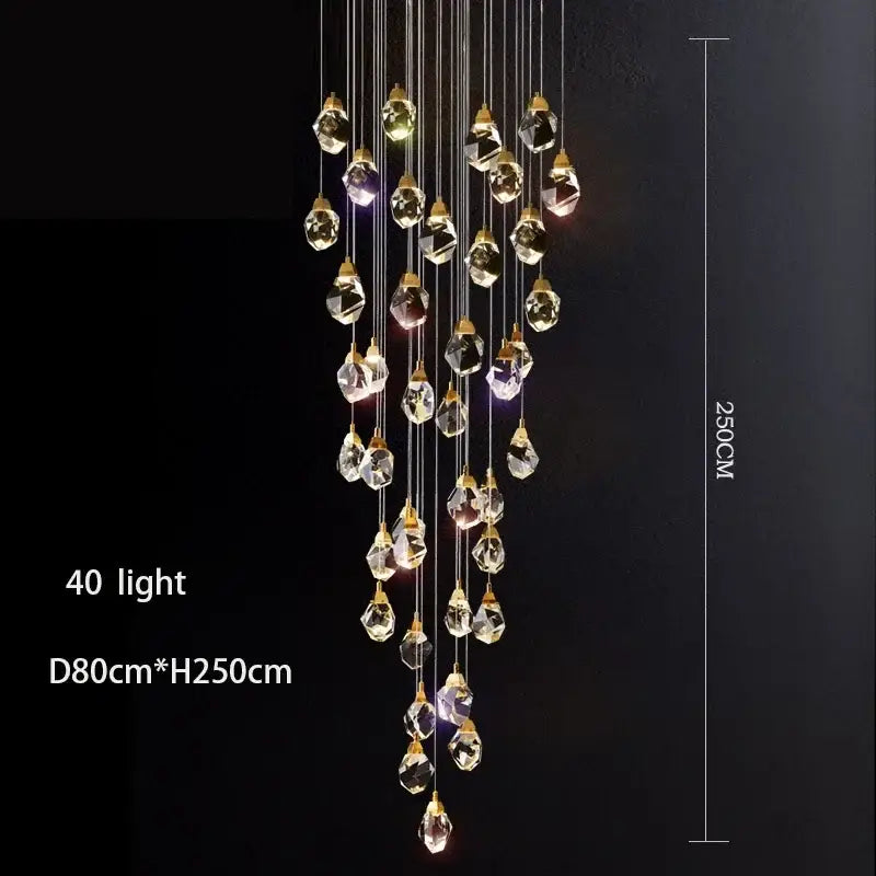 Gold Crystal 60-Light Staircase Chandelier