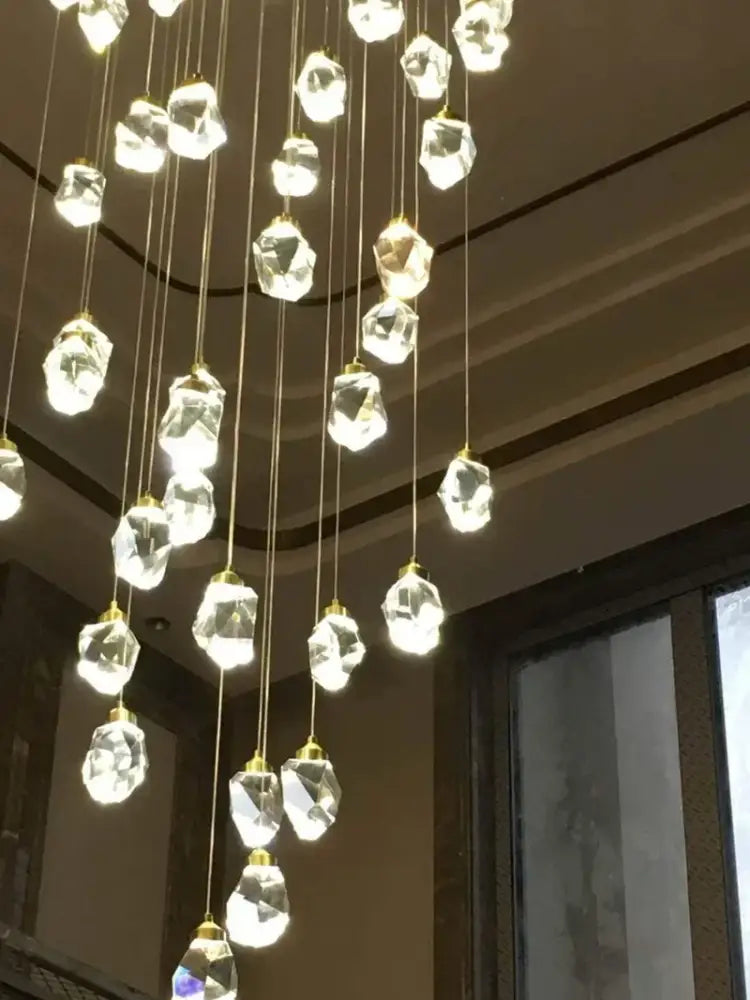 Gold Crystal 60-Light Staircase Chandelier