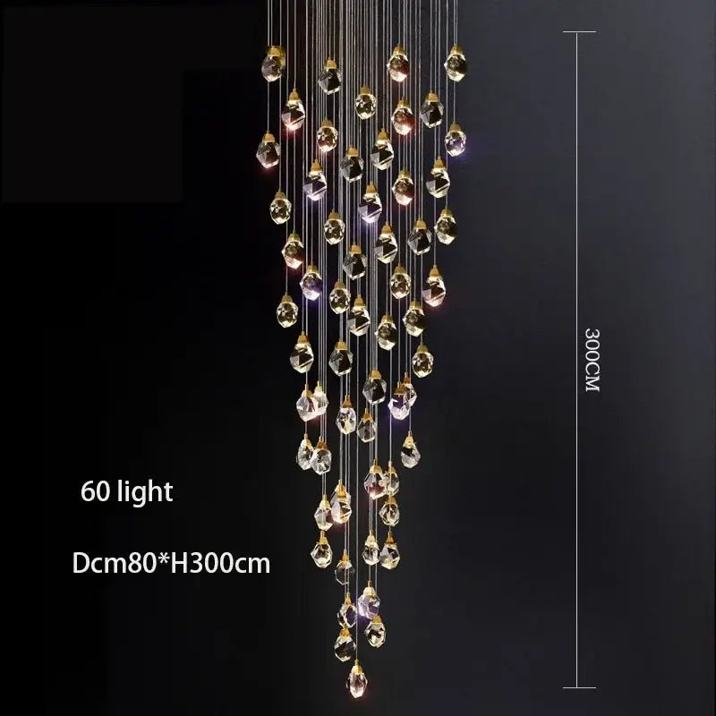 Gold Crystal 60-Light Staircase Chandelier