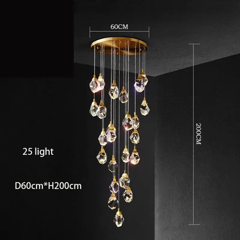 Gold Crystal 60-Light Staircase Chandelier