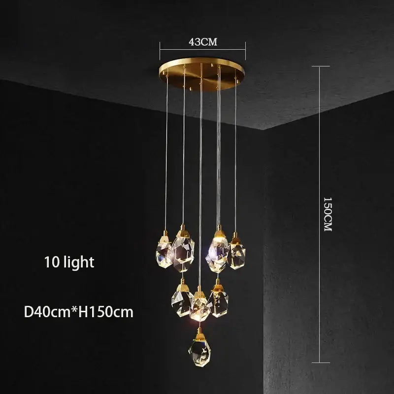 Gold Crystal 60-Light Staircase Chandelier