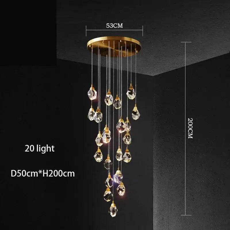 Gold Crystal 60-Light Staircase Chandelier