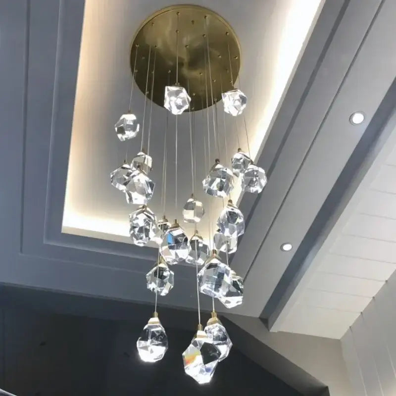 Gold Crystal 23-Light Staircase Chandelier
