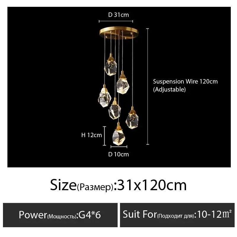 Gold Crystal 23-Light Staircase Chandelier