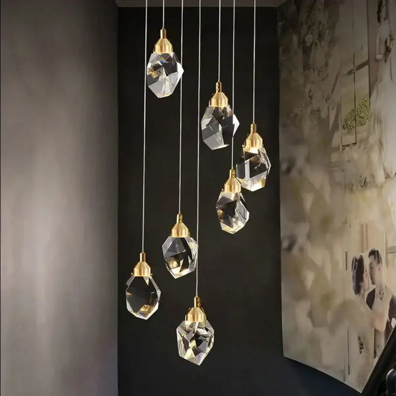 Gold Crystal 23-Light Staircase Chandelier