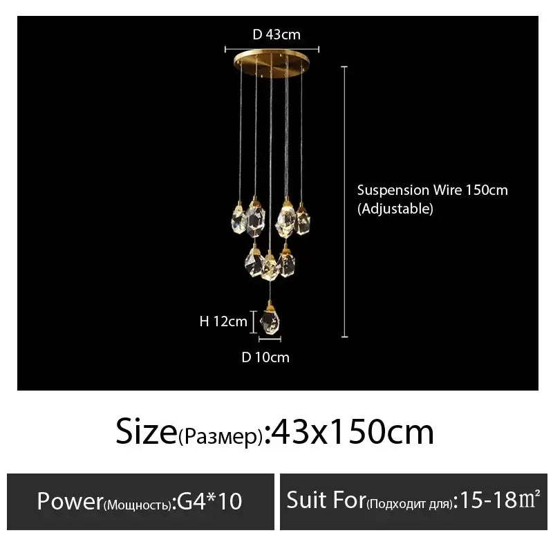 Gold Crystal 23-Light Staircase Chandelier