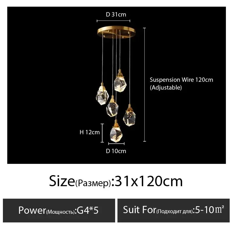 Gold Crystal 23-Light Staircase Chandelier