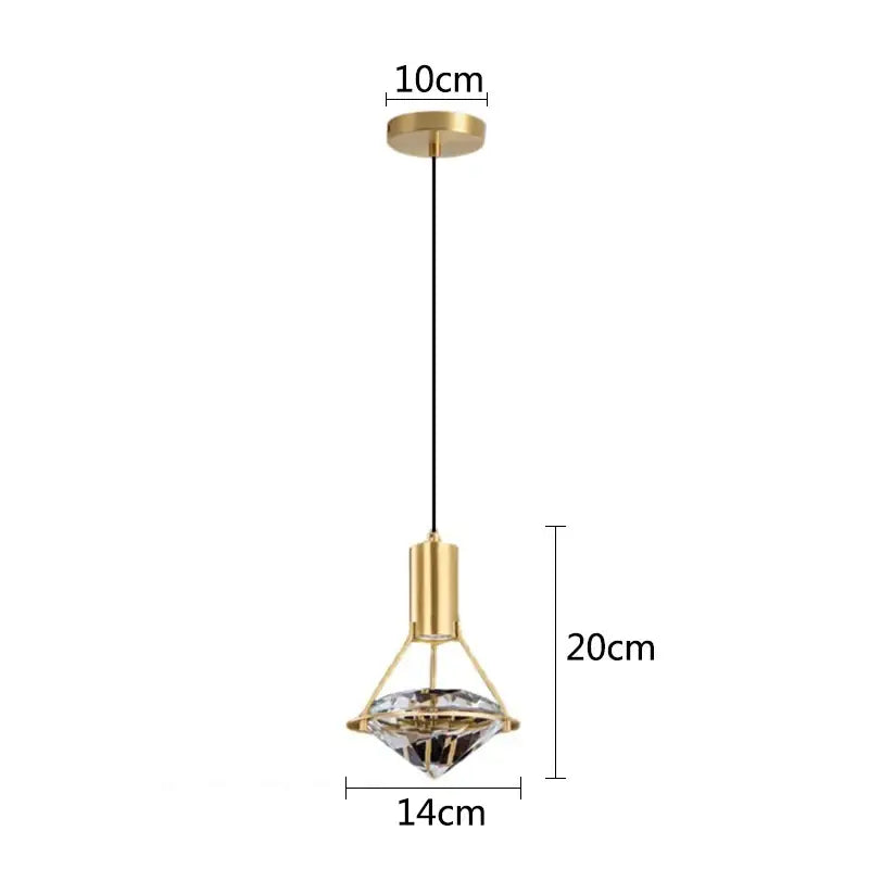 Gold Crystal Brass Diamond-Cut Pendant Light